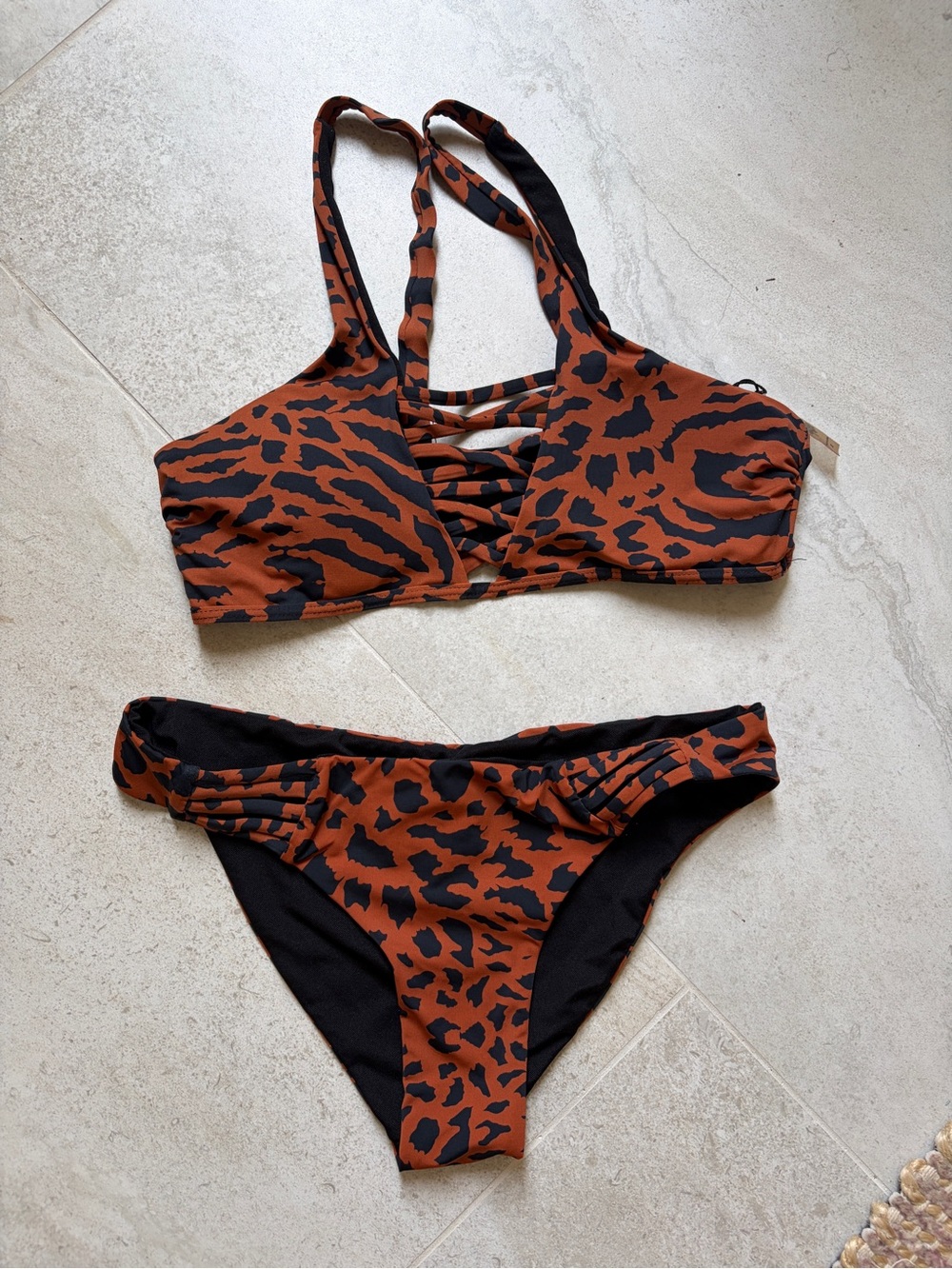 TiniBikini Rust & Black Animal Print Strappy Bikini